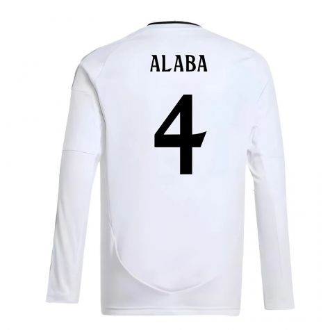2024-2025 Real Madrid Long Sleeve Home Shirt (Kids) (Alaba 4)