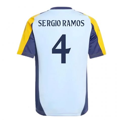 2024-2025 Real Madrid Training Shirt (Glow Blue) - Kids (Sergio Ramos 4)