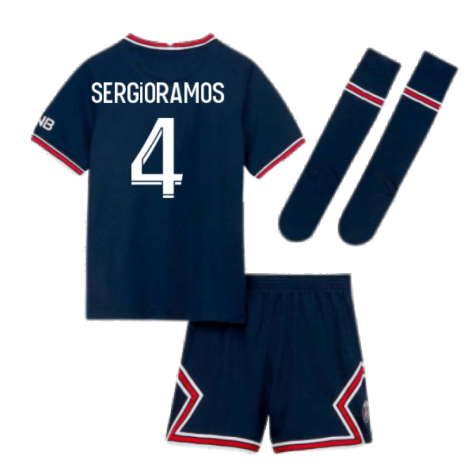 PSG 2021-2022 Little Boys Home Kit (SERGIO RAMOS 4)