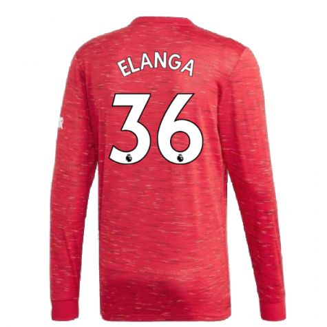 2020-2021 Man Utd Adidas Home Long Sleeve Shirt (Elanga 36)