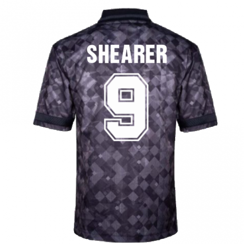 England 1990 Black Out Retro Football Shirt (SHEARER 9)