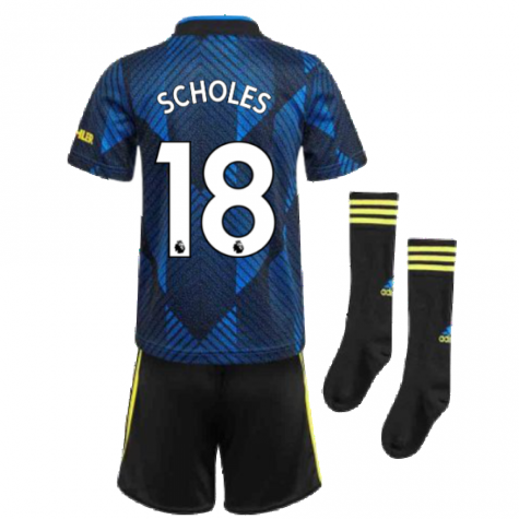 Man Utd 2021-2022 Third Mini Kit (Blue) (SCHOLES 18)