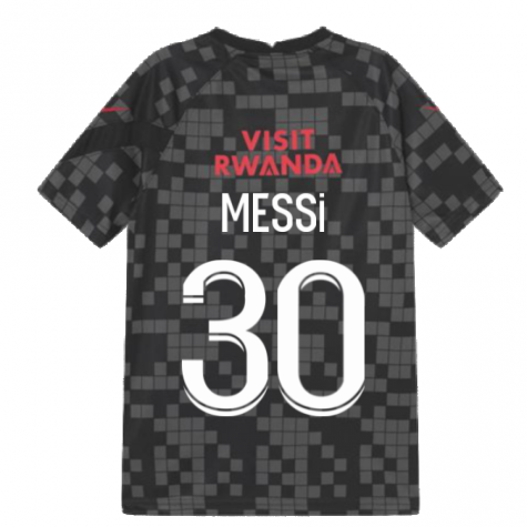 PSG 2021-2022 Pre-Match Training Shirt (Black) - Kids (MESSI 30)