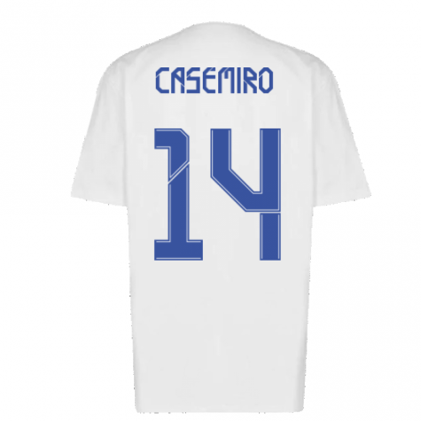 Real Madrid 2021-2022 Training Tee (White-Blue) (CASEMIRO 14)