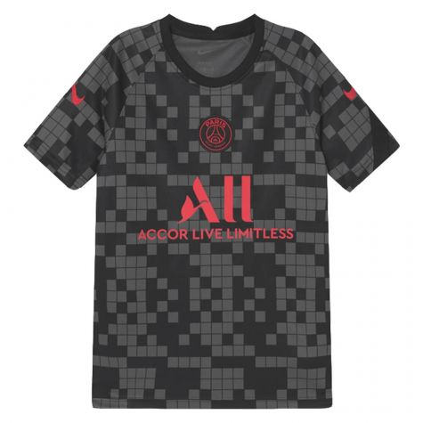 PSG 2021-2022 Pre-Match Training Shirt (Black) - Kids (Your Name)