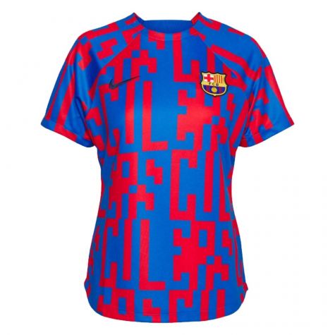 2022-2023 Barcelona Pre-Match Training Shirt (Blue) - Ladies (AUBAMEYANG 25)