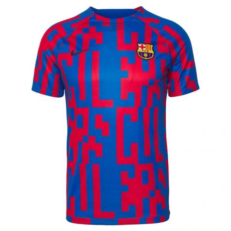 2022-2023 Barcelona Pre-Match Training Shirt (Blue) (O DEMBELE 7)