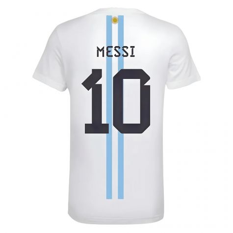 Messi Football Number 10 Graphic T-Shirt (White)