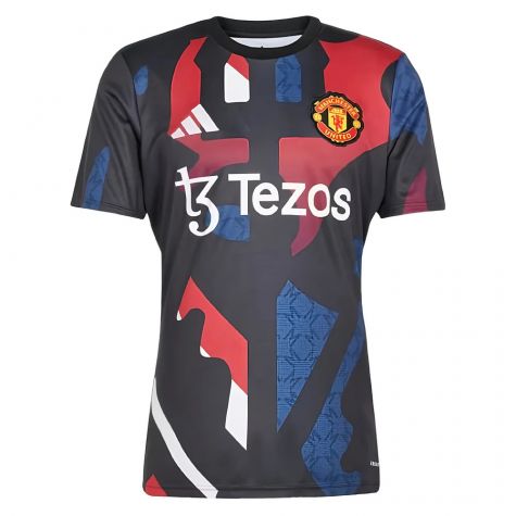 2024-2025 Man Utd Pre-Match Jersey (Black) (Mainoo 37)
