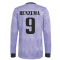2022-2023 Real Madrid Authentic Long Sleeve Away Shirt (BENZEMA 9)