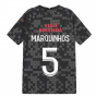 PSG 2021-2022 Pre-Match Training Shirt (Black) - Kids (MARQUINHOS 5)