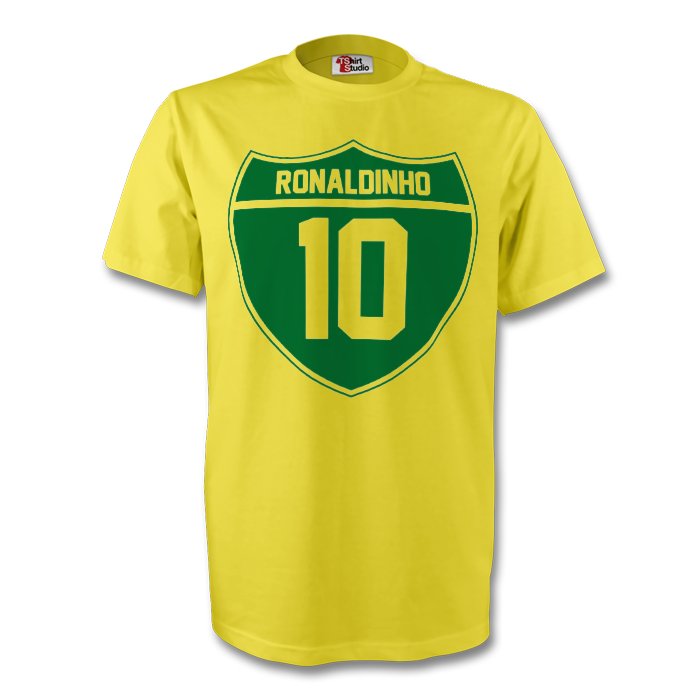 Ronaldinho Brazil Crest Tee (yellow) - $22.90 Teamzo.com