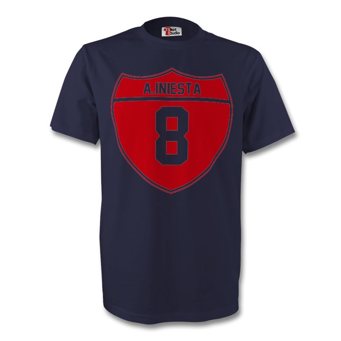 Andres Iniesta Barcelona Crest Tee (navy) - Kids