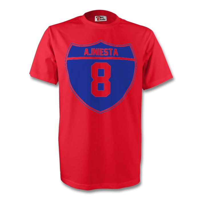 Andres Iniesta Barcelona Crest Tee (red)