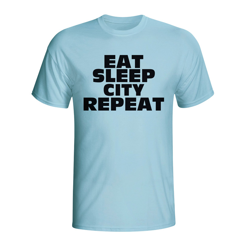 Eat Sleep Man City Repeat T-shirt (sky Blue) - Kids