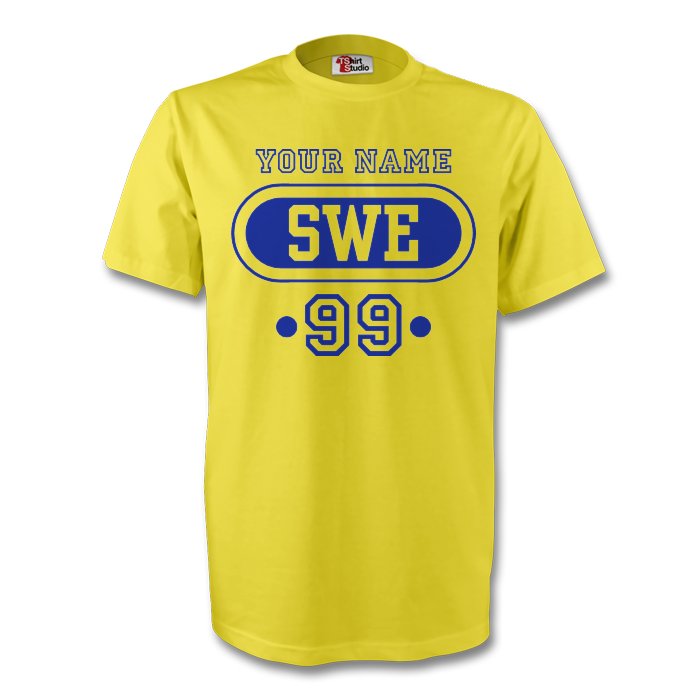 Sweden Swe T-shirt (yellow) Your Name (kids)