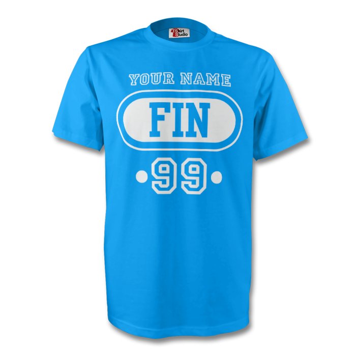 Finland Fin T-shirt (sky Blue) Your Name (kids)
