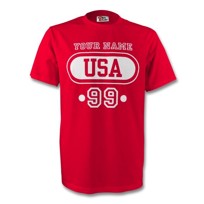United States Usa T-shirt (red) Your Name
