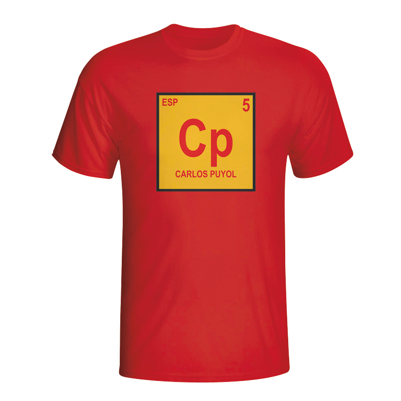 Carlos Puyol Spain Periodic Table T-shirt (red)