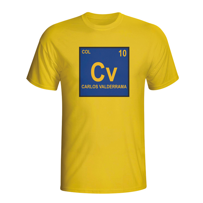 Carlos Valderrama Colombia Periodic Table T-shirt (yellow)
