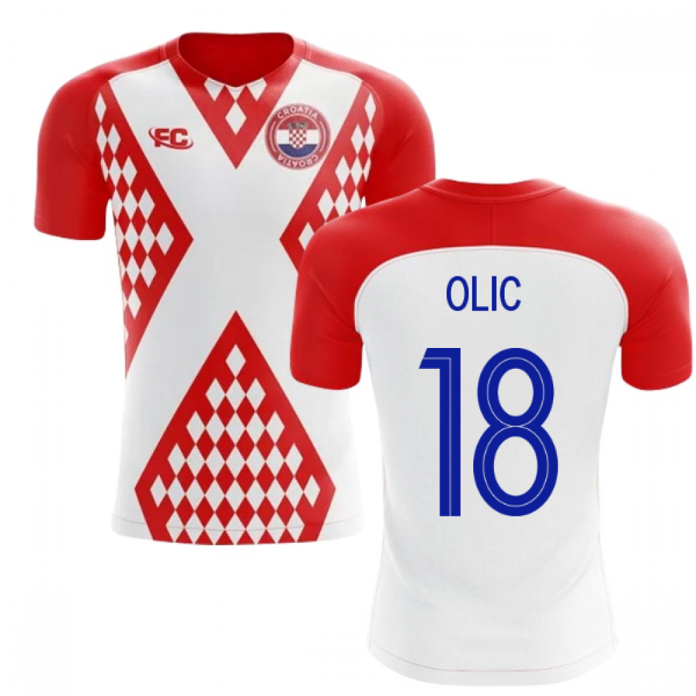 2018-2019 Croatia Fans Culture Home Concept Shirt (Olic 18) - Kids (Long Sleeve)