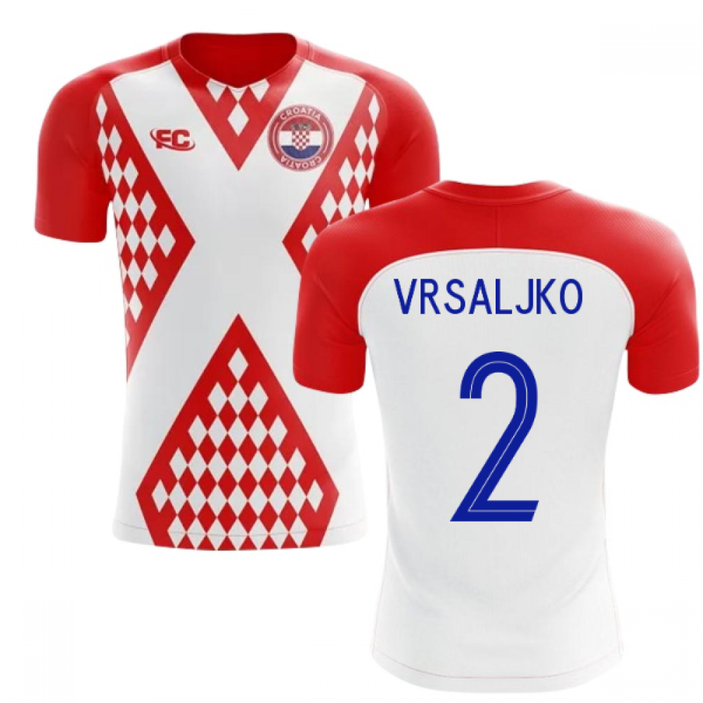 2018-2019 Croatia Fans Culture Home Concept Shirt (Vrsaljko 2) - Kids (Long Sleeve)