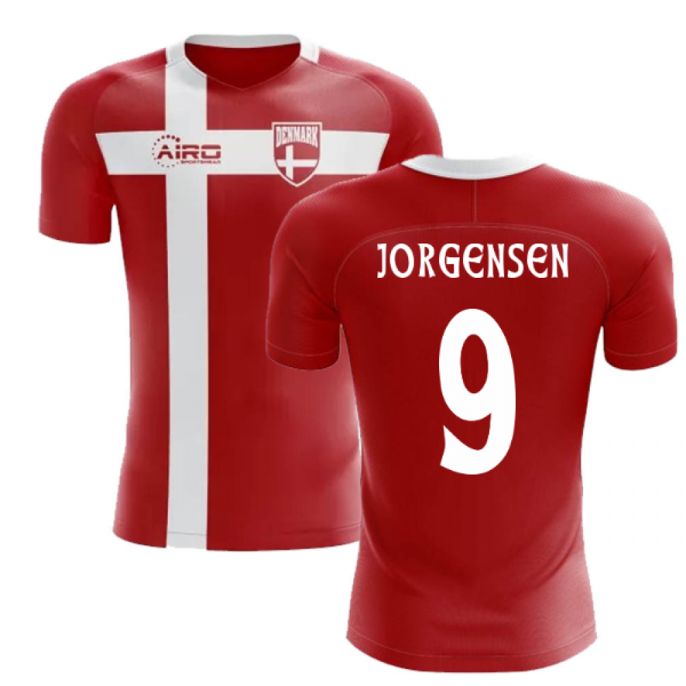 2024-2025 Denmark Flag Concept Football Shirt (Jorgensen 9) - Kids