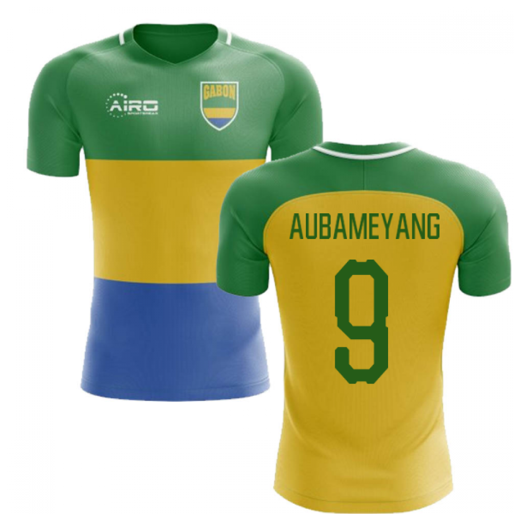 Pierre-Emerick Aubameyang 9 Kids Airosportswear 2018-2019 Gabon Home Concept Football Soccer T-Shirt