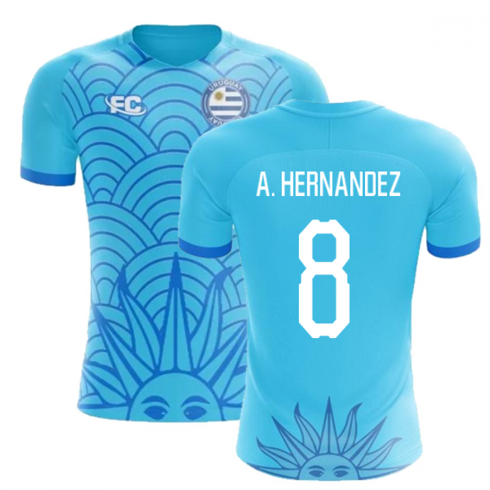2018-2019 Uruguay Fans Culture Concept Home Shirt (A. Hernandez 8) - Kids (Long Sleeve)