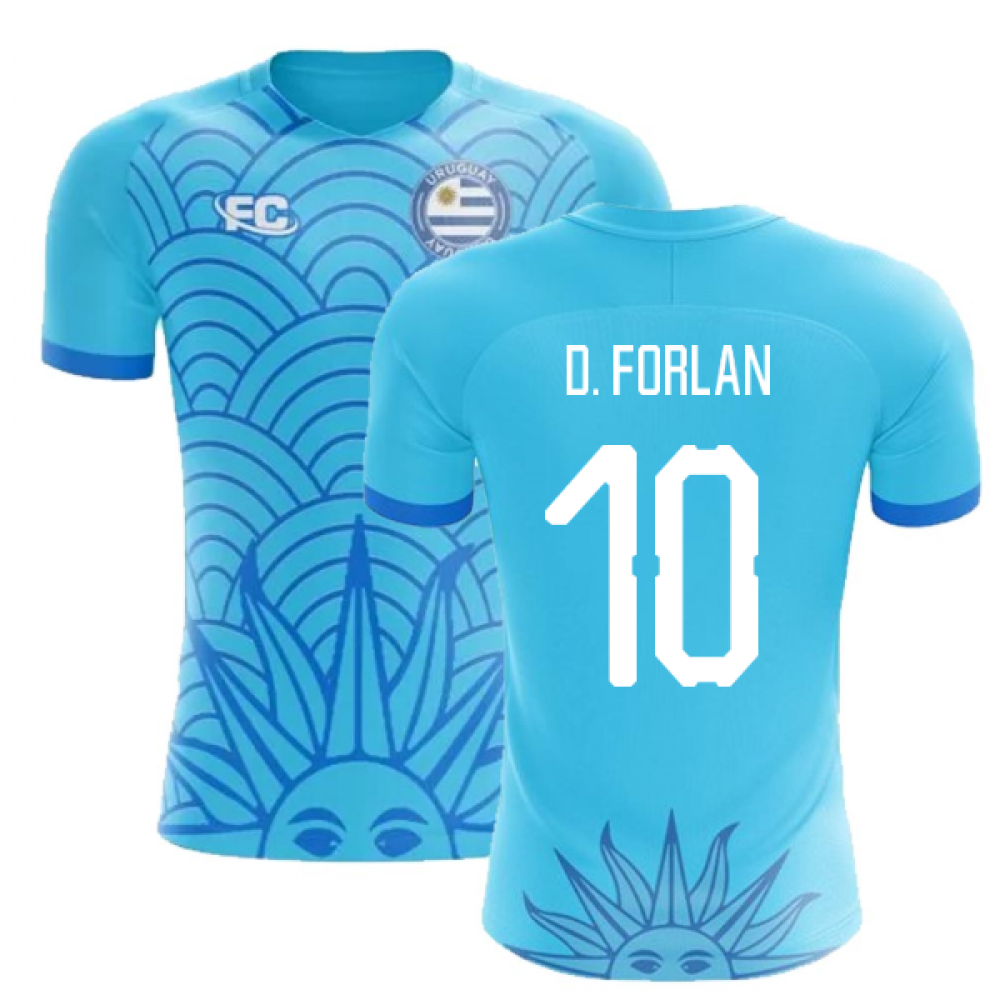 2018-2019 Uruguay Fans Culture Concept Home Shirt (D. Forlan 10) - Adult Long Sleeve