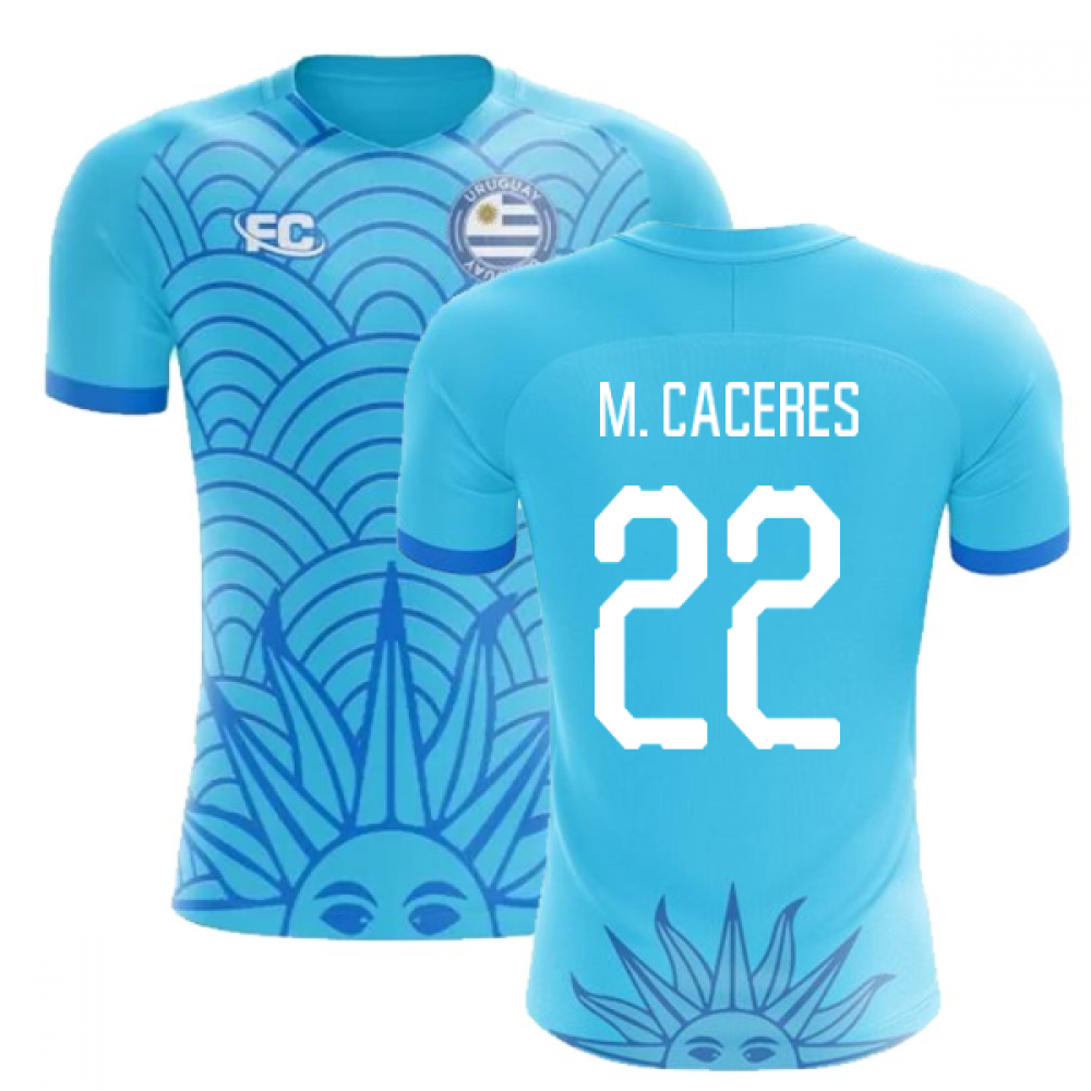 2018-2019 Uruguay Fans Culture Concept Home Shirt (M. Caceres 22) - Adult Long Sleeve