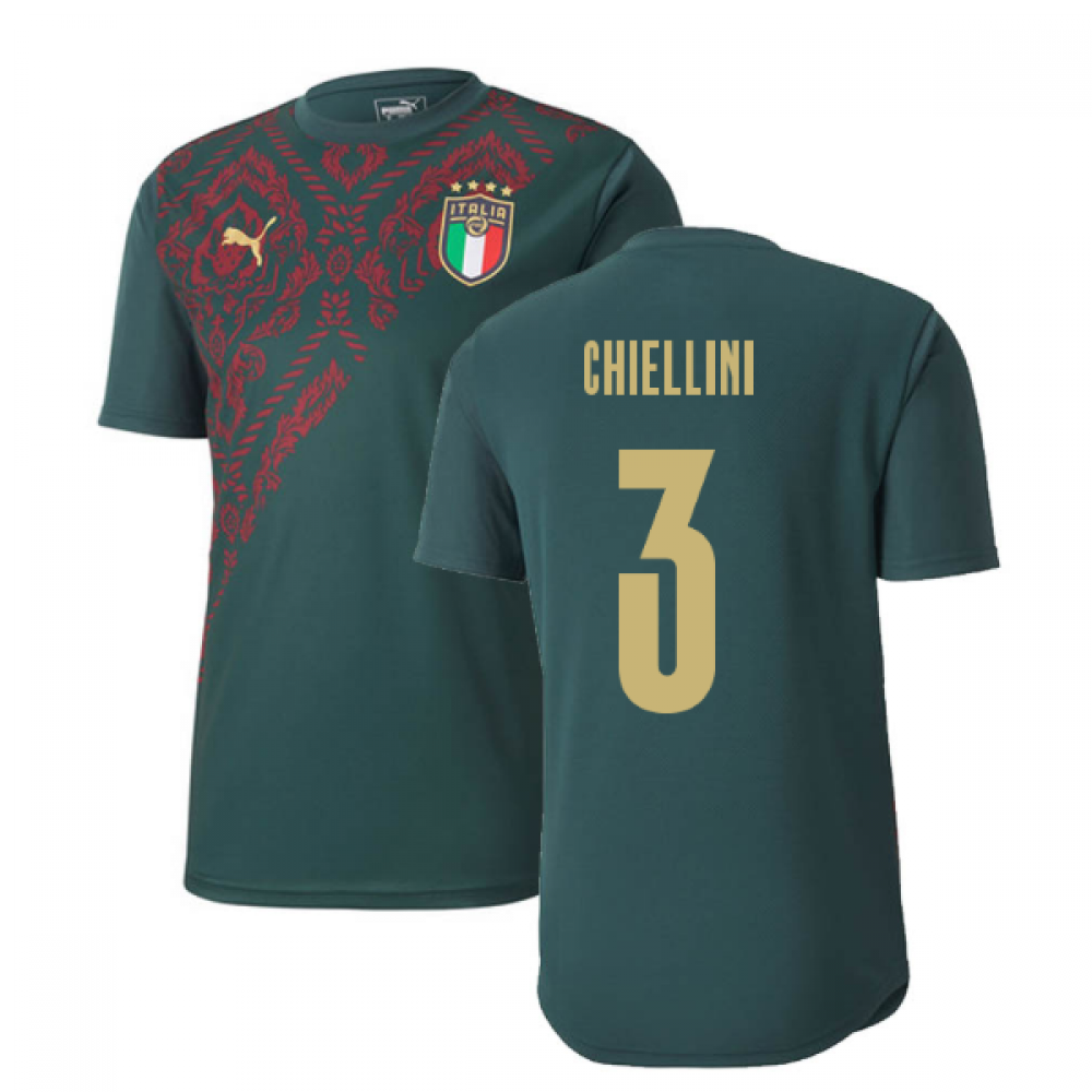 2019-2020 Italy Puma Stadium Jersey (Pine) (Chiellini 3)