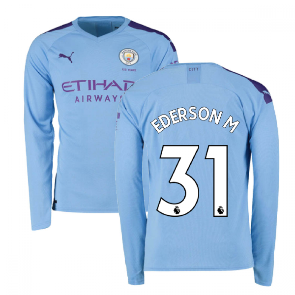 2019-2020 Manchester City Puma Home Long Sleeve Shirt (EDERSON M 31)