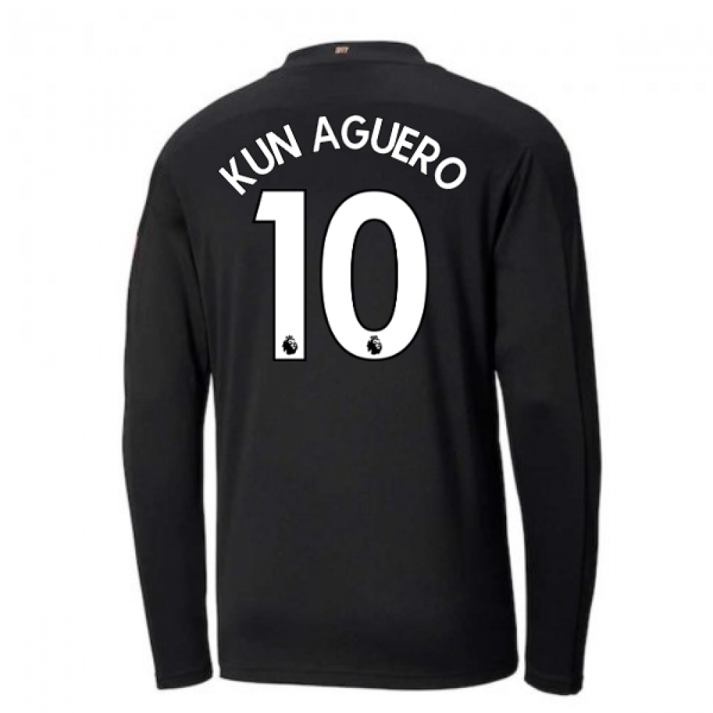 2020-2021 Manchester City Puma Away Long Sleeve Shirt (Kids) (KUN AGUERO 10)