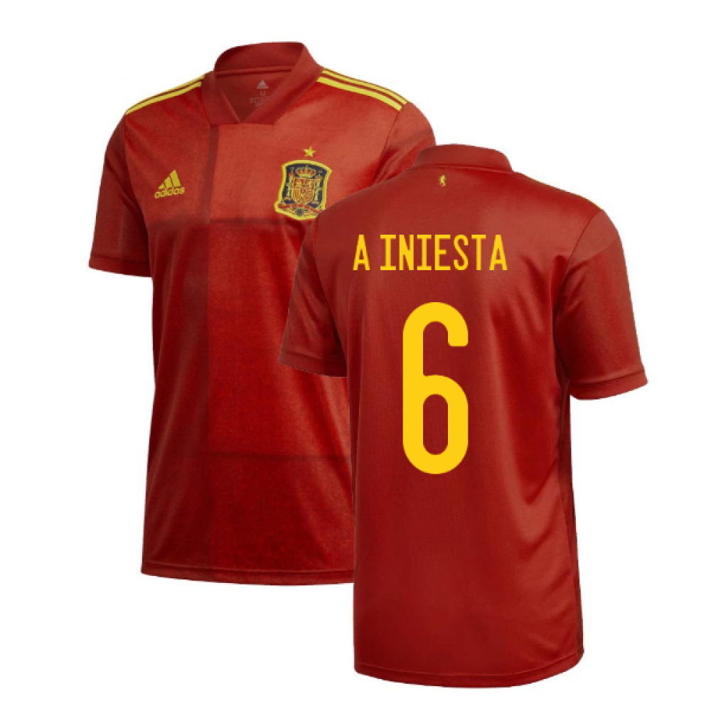 2020-2021 Spain Home Adidas Football Shirt (A INIESTA 6)