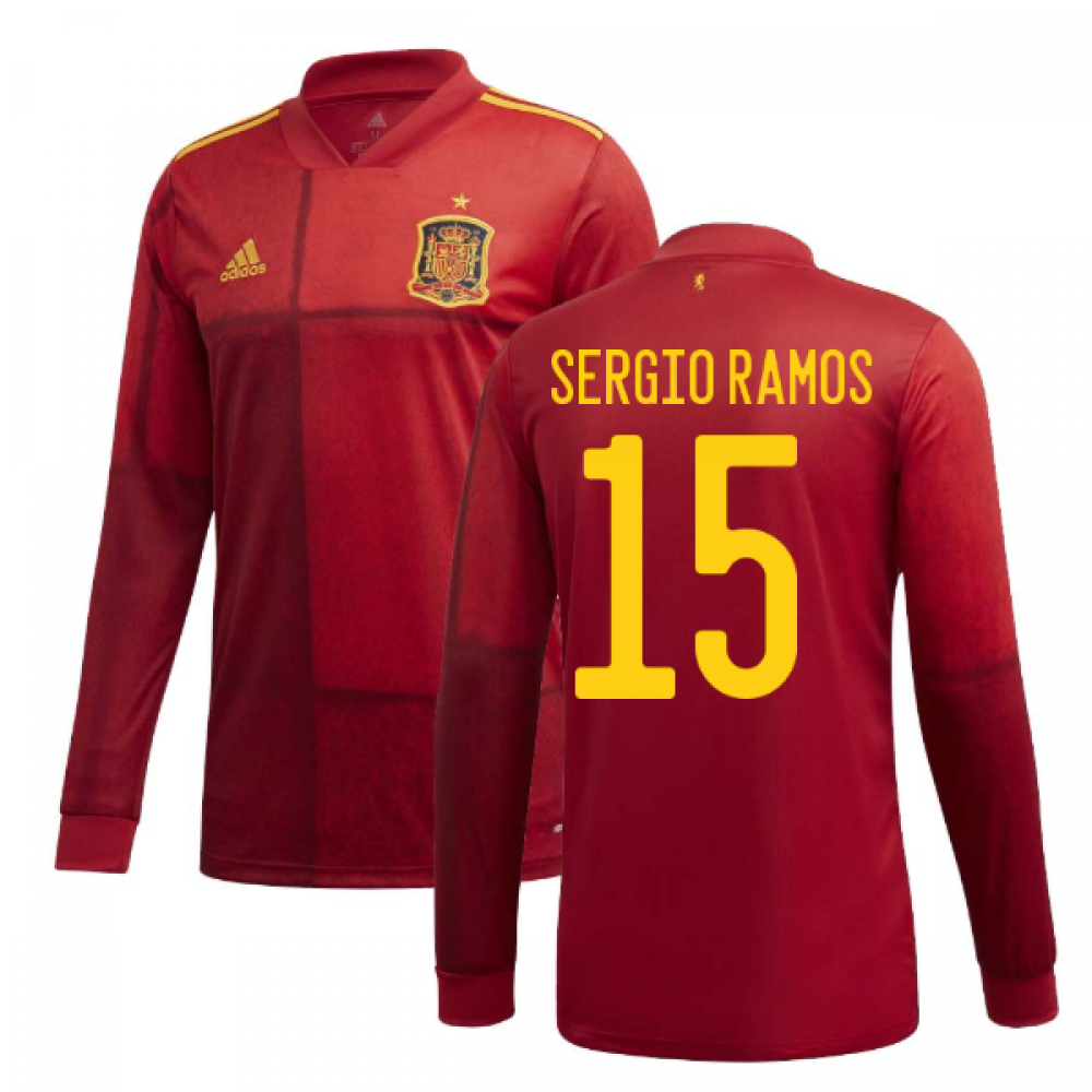 2020-2021 Spain Home Adidas Long Sleeve Shirt (SERGIO RAMOS 15)