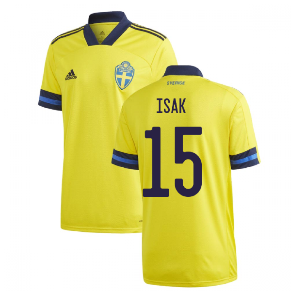 2020-2021 Sweden Home Adidas Football Shirt (ISAK 15)