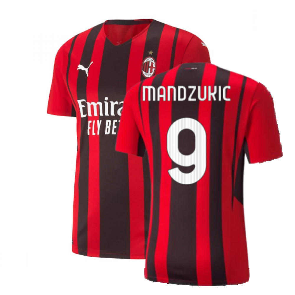 2021-2022 AC Milan Authentic Home Shirt (MANDZUKIC 9)