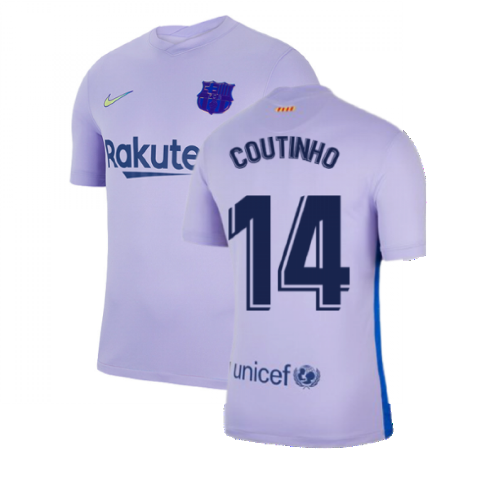 2021-2022 Barcelona Away Shirt (Kids) (COUTINHO 14)