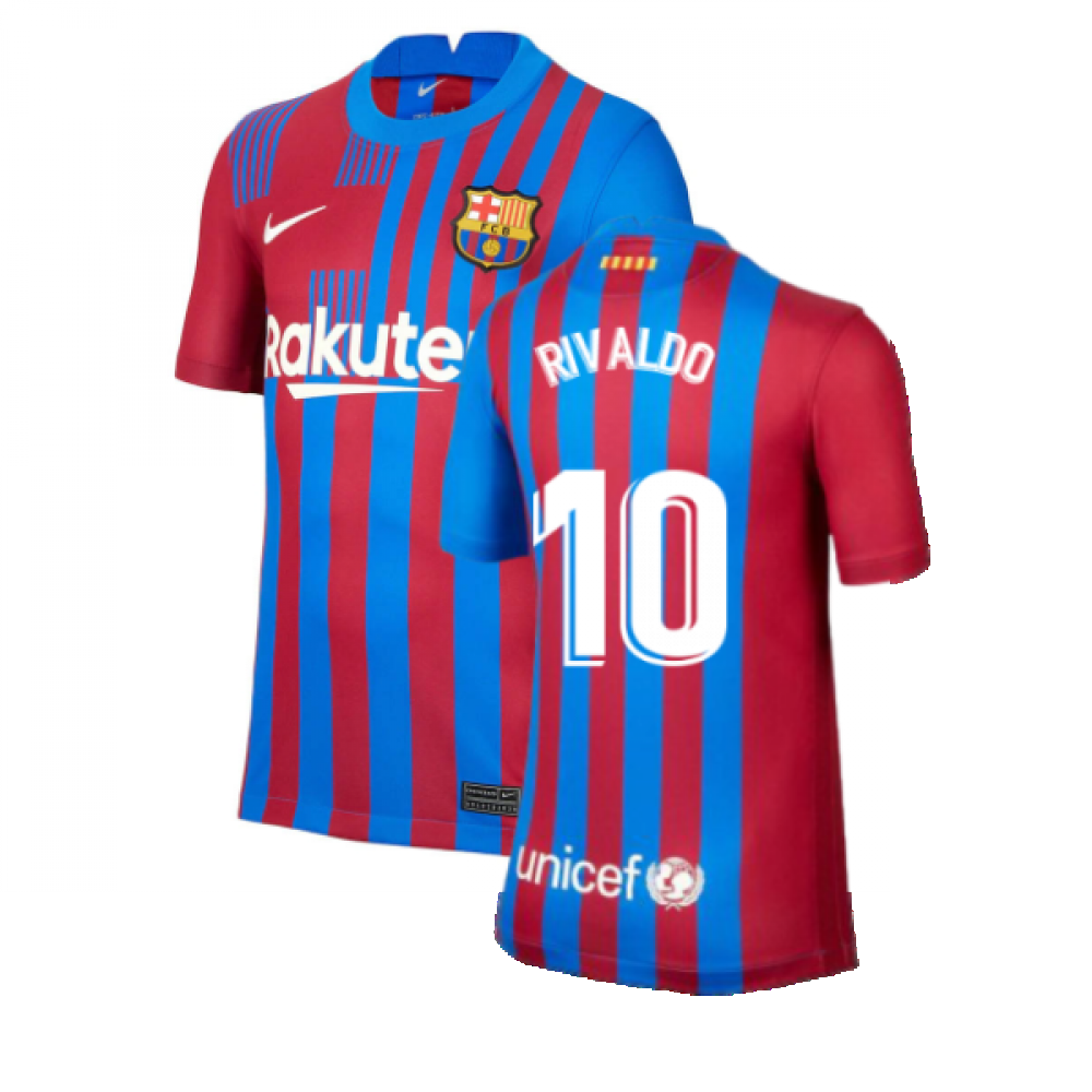 2021-2022 Barcelona Home Shirt (Kids) (RIVALDO 10)