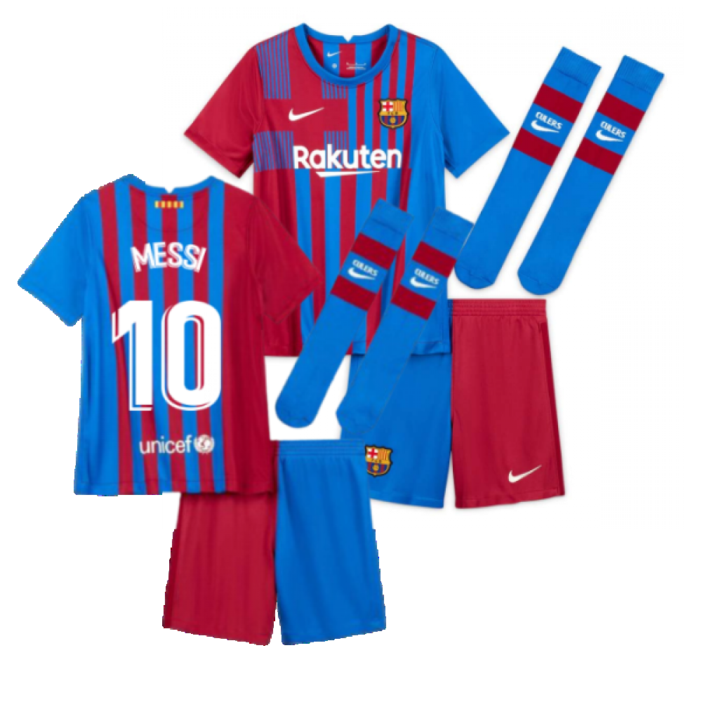 2021-2022 Barcelona Little Boys Home Kit (MESSI 10)