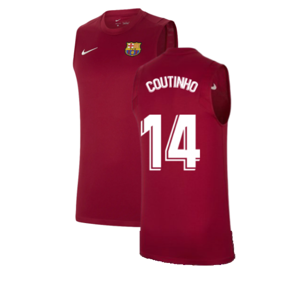 2021-2022 Barcelona Sleeveless Top (Red) (COUTINHO 14)