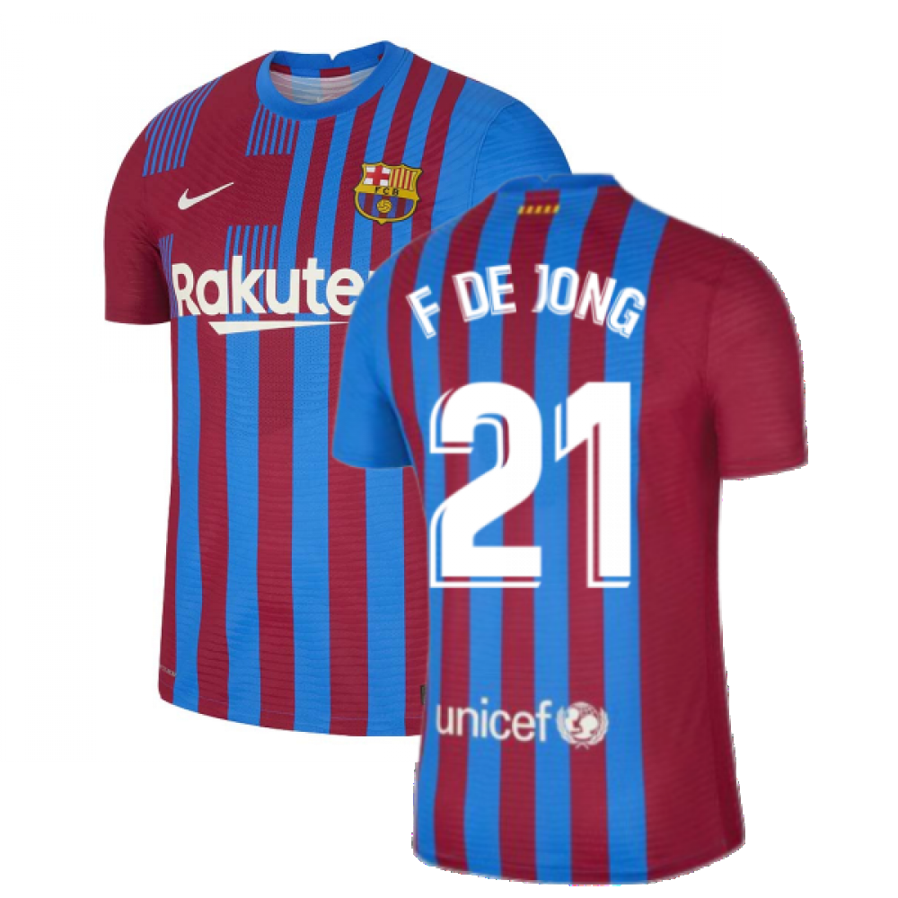 2021-2022 Barcelona Vapor Match Home Shirt (F DE JONG 21)