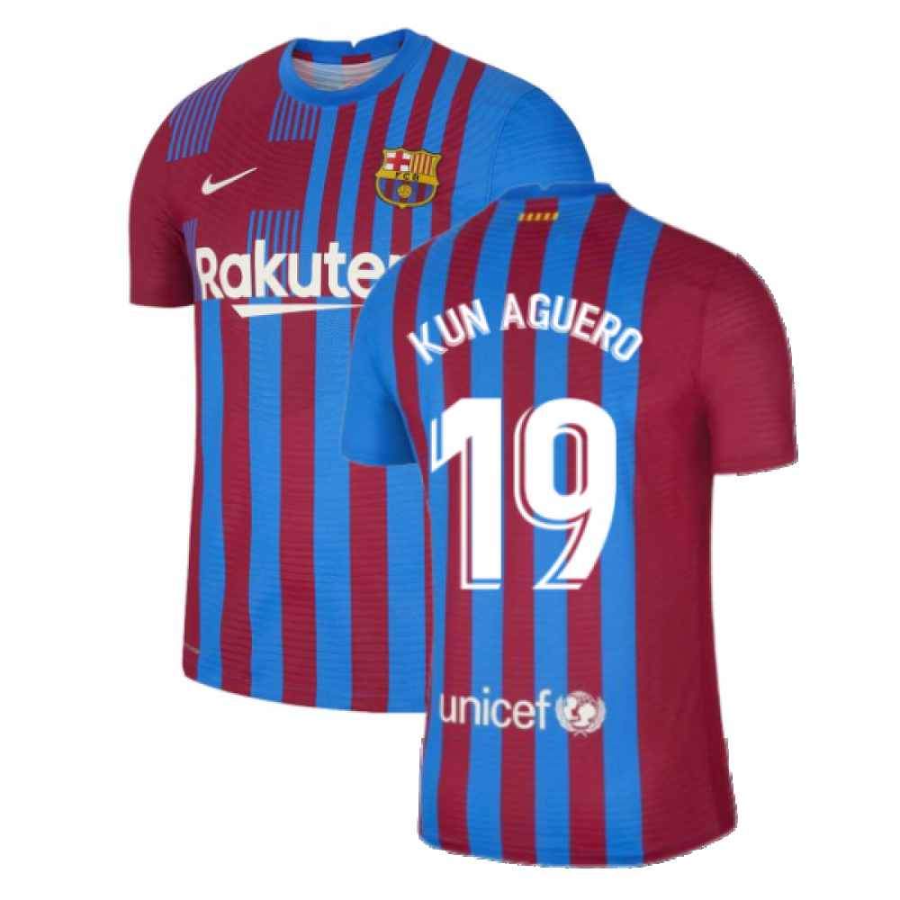 2021-2022 Barcelona Vapor Match Home Shirt (KUN AGUERO 19)