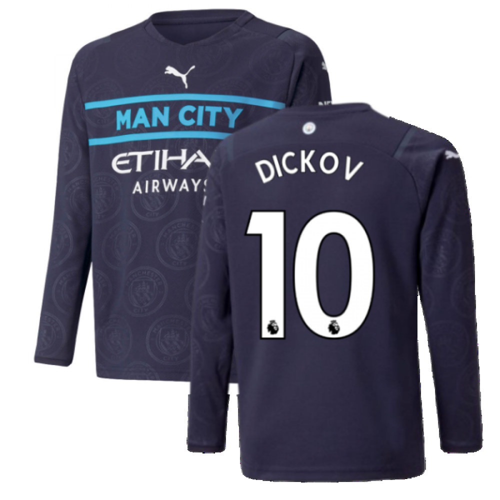 2021-2022 Man City Long Sleeve 3rd Shirt (Kids) (DICKOV 10)