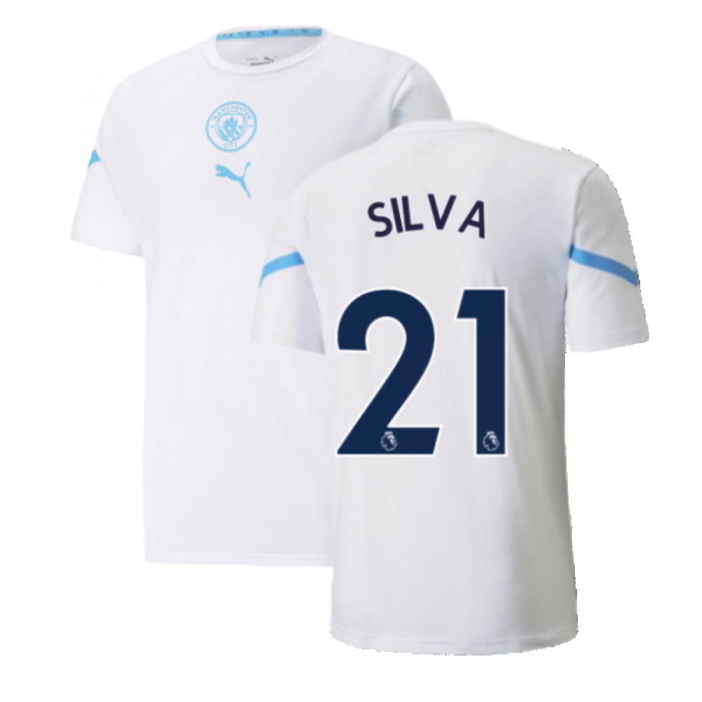 2021-2022 Man City Pre Match Jersey (White) - Kids (SILVA 21)