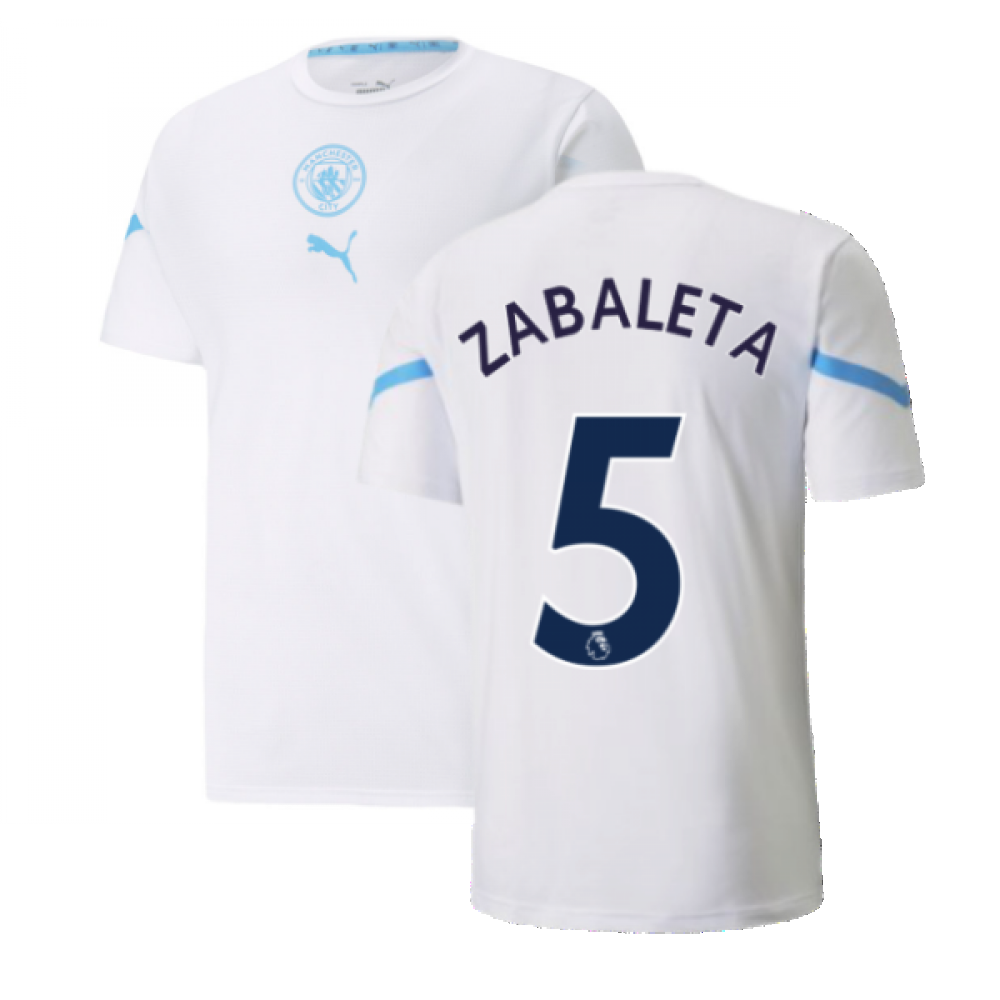 2021-2022 Man City Pre Match Jersey (White) - Kids (ZABALETA 5)