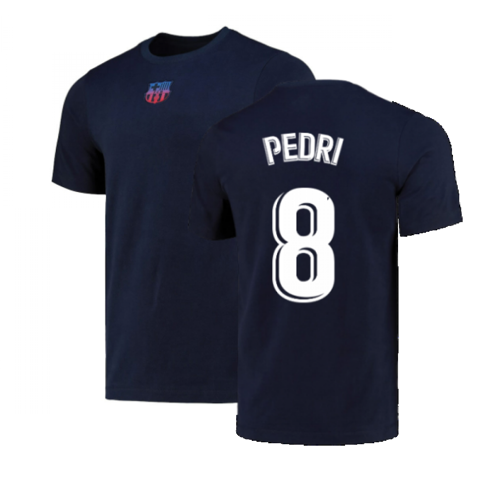2022-2023 Barcelona Crest T-Shirt (Navy) (PEDRI 8)
