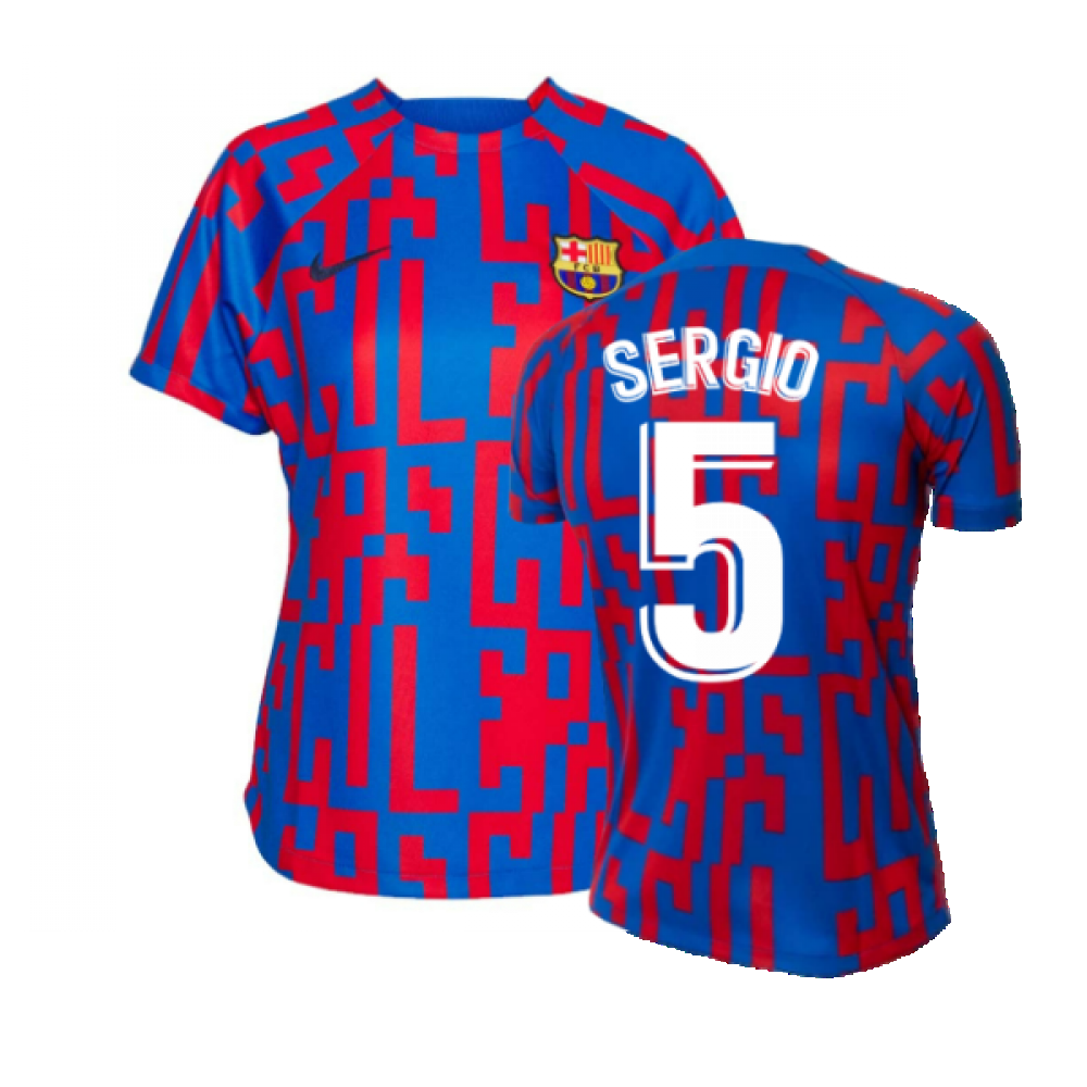 2022-2023 Barcelona Pre-Match Training Shirt (Blue) - Ladies (SERGIO 5)