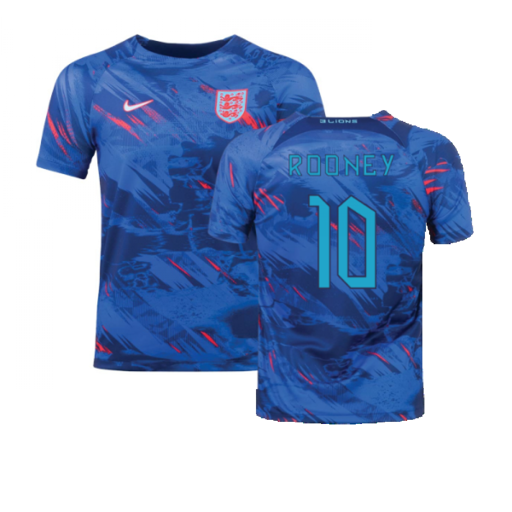 2022-2023 England Pre-Match Training Shirt (Blue) (Rooney 10)